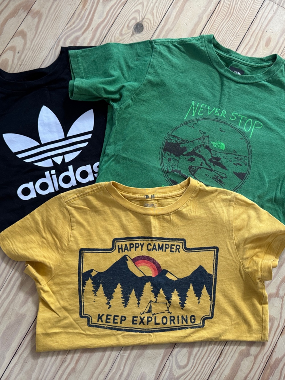 Kids Adidas, North Face and Gymboree Short Sleeve Teeshirt Bundle (size 7-8)